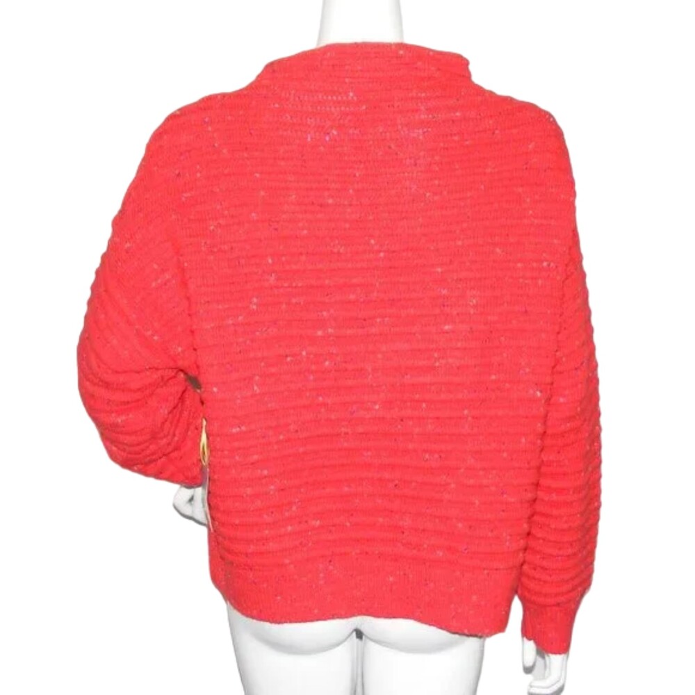 new CECE Sweater, XL, Red Ribbed, Mockneck Pullover, Flecked, Cotton-Acrylic - Picture 8 of 13